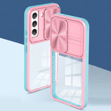 Reiko Full Protection with Phone Protective Film Slide Camera Lens Phone Case for Samsung Galaxy S 22 in Pink | MaxStrata