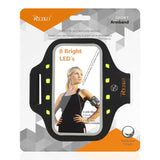 Reiko Running Sports Armband for iPhone 7/ 6/ 6S or 5 Inches Device with LED in Black (5X5 Inches) | MaxStrata