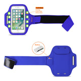 Reiko Running Sports Armband for iPhone 7/ 6/ 6S or 5 Inches Device with LED in Blue (5X5 Inches) | MaxStrata