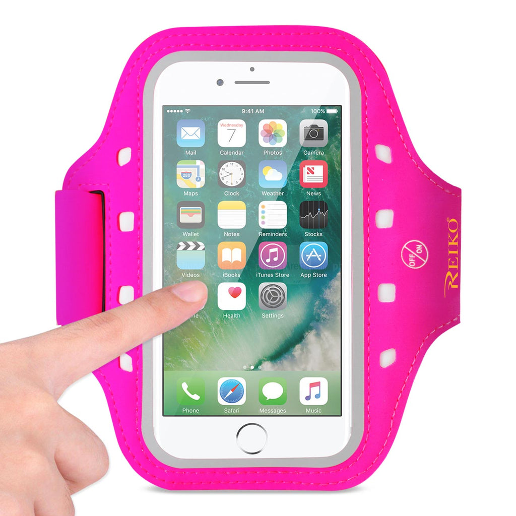 Reiko Running Sports Armband for iPhone 7/ 6/ 6S or 5 Inches Device with LED in Pink (5X5 Inches) | MaxStrata