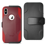 Reiko iPhone X/iPhone XS 3-in-1 Hybrid Heavy Duty Holster Combo Case in Burgundy | MaxStrata