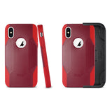 Reiko iPhone X/iPhone XS 3-in-1 Hybrid Heavy Duty Holster Combo Case in Burgundy | MaxStrata