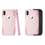 Reiko iPhone X/iPhone XS 3-in-1 Hybrid Heavy Duty Holster Combo Case in Light Pink | MaxStrata