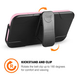 Reiko iPhone X/iPhone XS 3-in-1 Hybrid Heavy Duty Holster Combo Case in Light Pink | MaxStrata