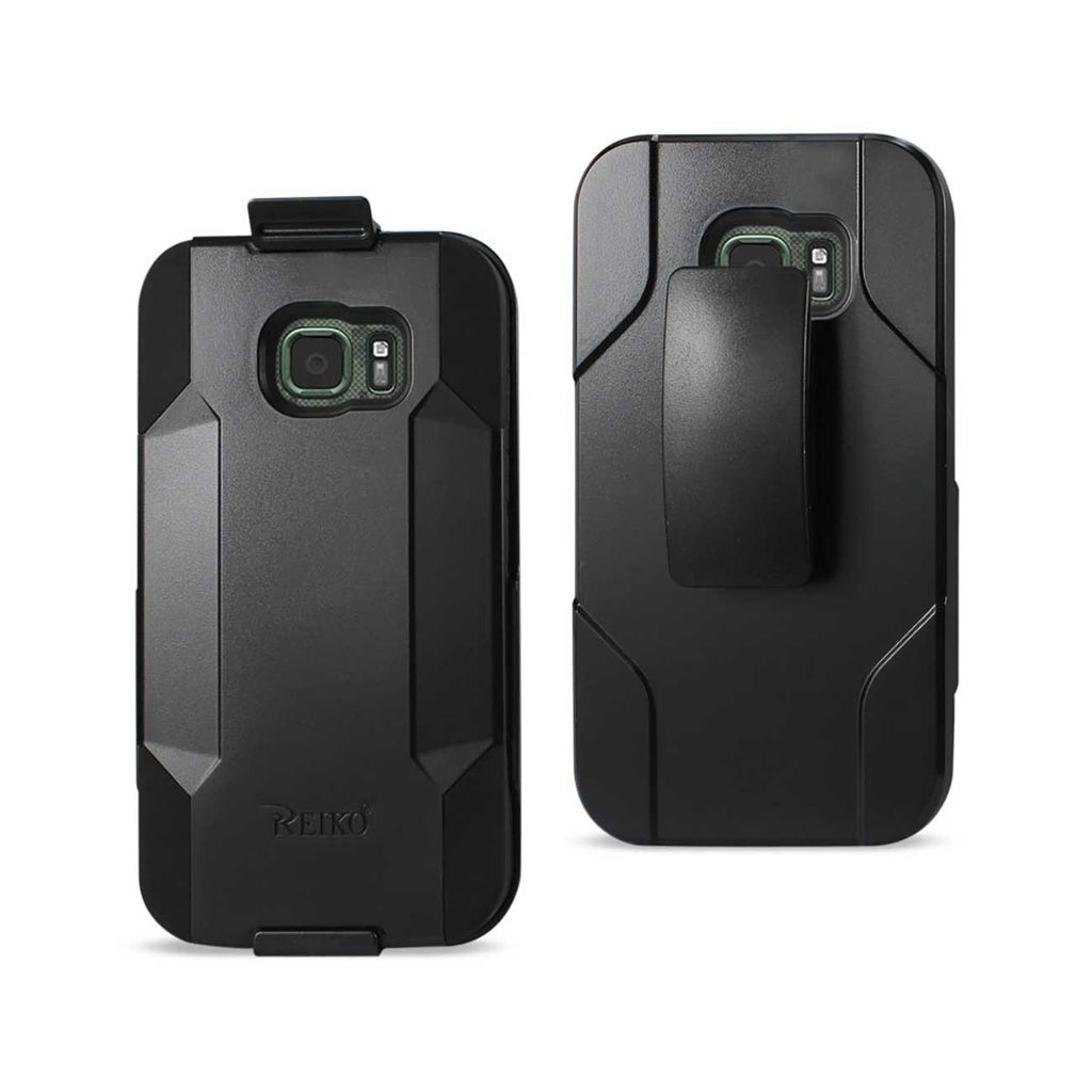 Reiko Samsung Galaxy S7 Active 3-in-1 Hybrid Heavy Duty Holster Combo Case in Black | MaxStrata