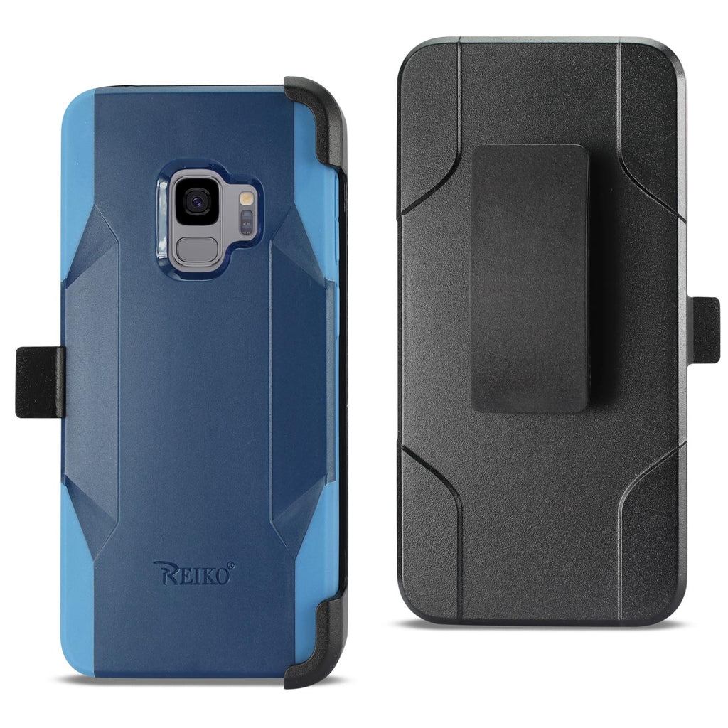 Reiko Samsung Galaxy S9 3-in-1 Hybrid Heavy Duty Holster Combo Case in Navy | MaxStrata