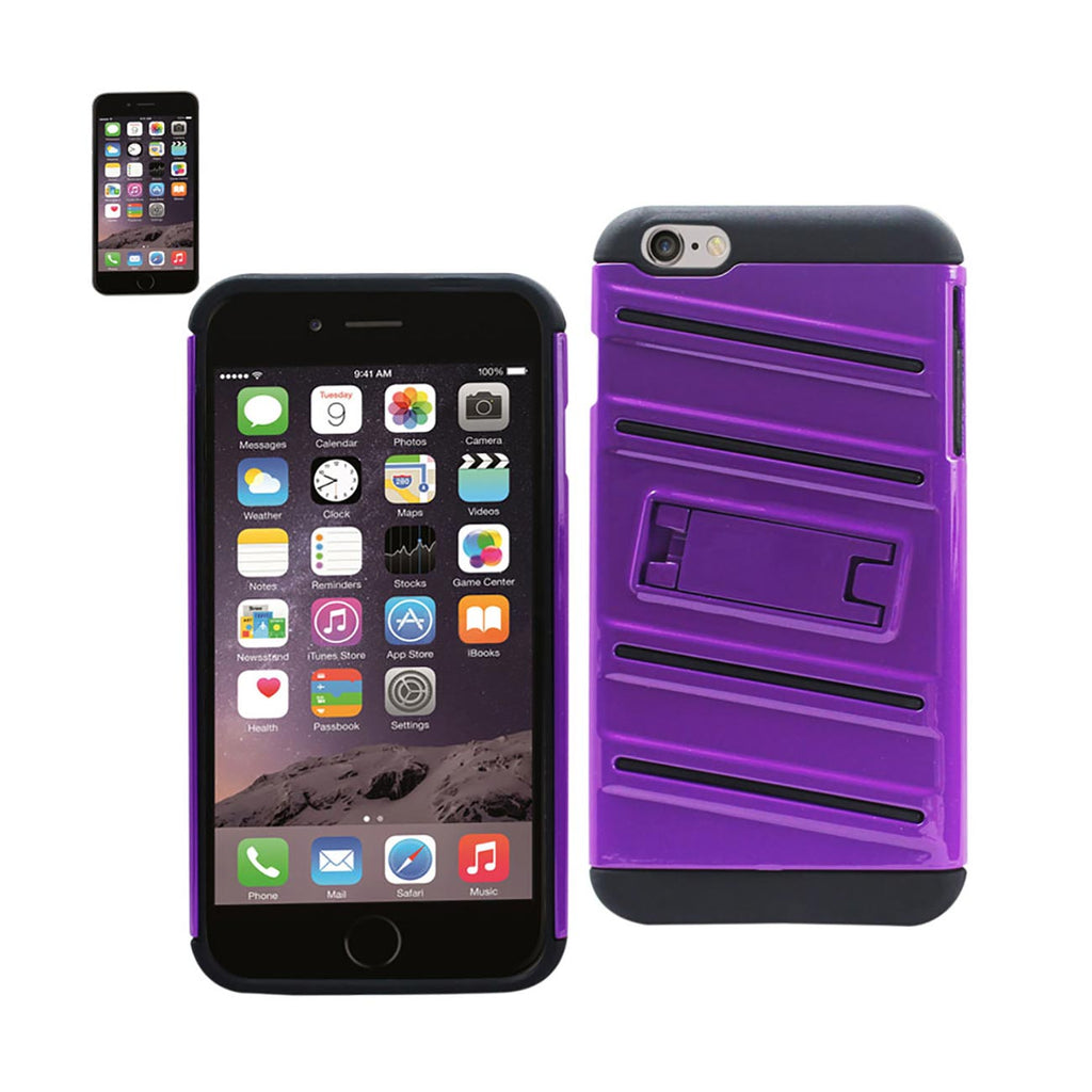 Reiko iPhone 6S Plus/ 6 Plus Hybrid Fishbone Case with Kickstand in Black Purple | MaxStrata