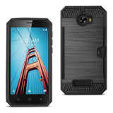 Reiko Coolpad Defiant Slim Armor Hybrid Case with Card Holder in Black | MaxStrata