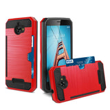 Reiko Coolpad Defiant Slim Armor Hybrid Case with Card Holder in Red | MaxStrata