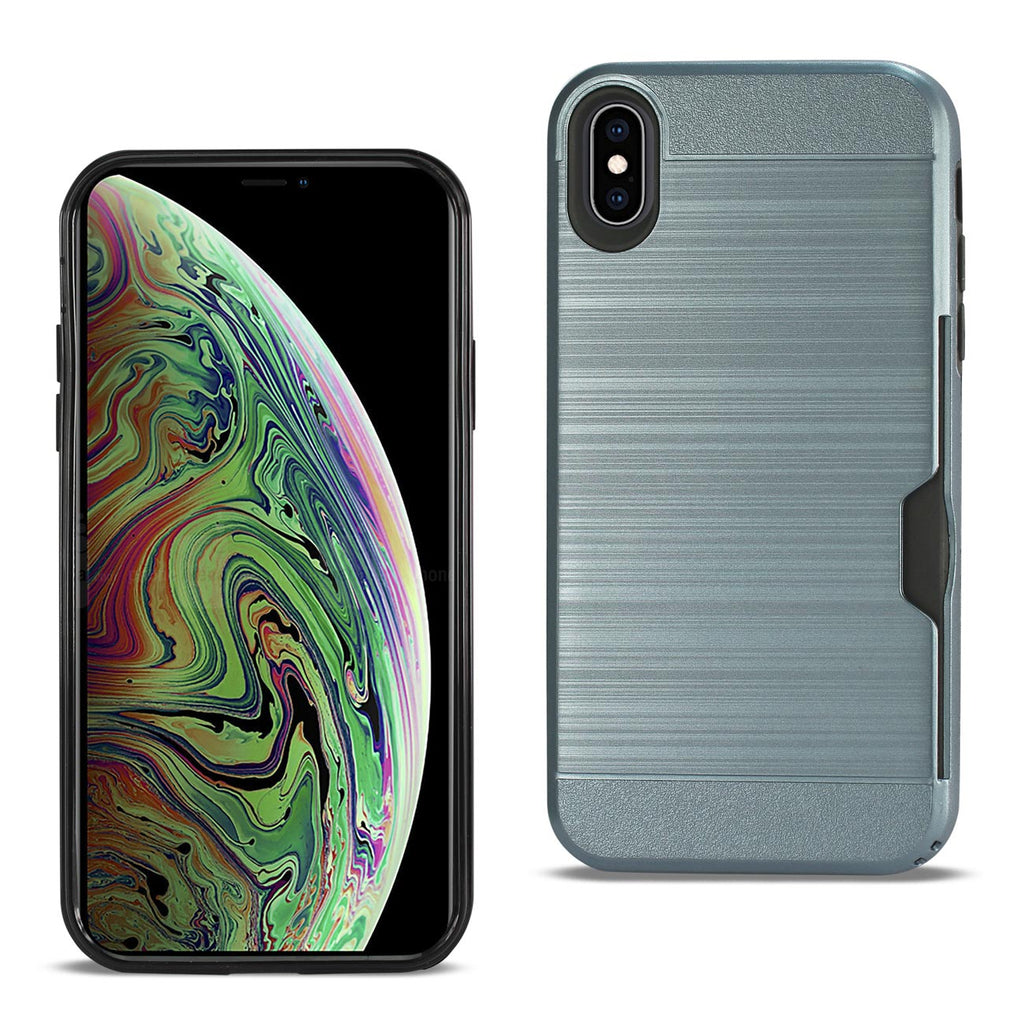 Reiko iPhone XS Max Slim Armor Hybrid Case with Card Holder in Navy | MaxStrata