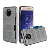 Reiko Samsung J3 (2018) Slim Armor Hybrid Case with Card Holder in Gray | MaxStrata