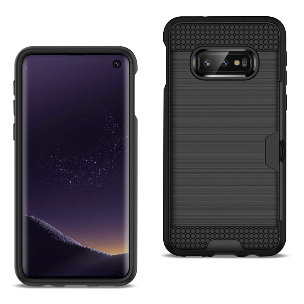 Reiko Samsung Galaxy S10 Lite Slim Armor Hybrid Case with Card Holder in Black | MaxStrata