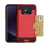 Reiko Samsung Galaxy S10 Lite Slim Armor Hybrid Case with Card Holder in Red | MaxStrata