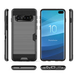 Reiko Samsung Galaxy S10 Plus Slim Armor Hybrid Case with Card Holder in Gray | MaxStrata