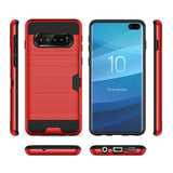 Reiko Samsung Galaxy S10 Plus Slim Armor Hybrid Case with Card Holder in Red | MaxStrata