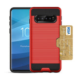 Reiko Samsung Galaxy S10 Plus Slim Armor Hybrid Case with Card Holder in Red | MaxStrata