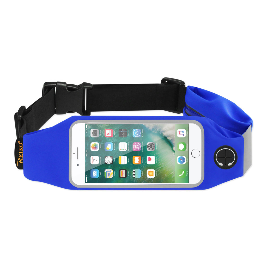 Reiko Running Sport Belt for iPhone 7 Plus/ 6S Plus or 5.5 Inches Device with Two Pockets in Blue (5.5X5.5 Inches) | MaxStrata