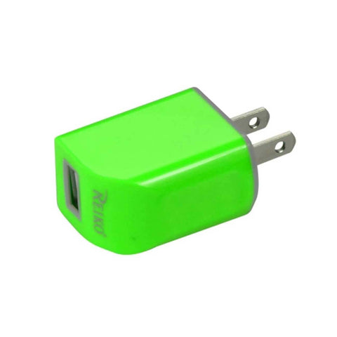 Reiko Micro USB 1 AMP Portable Micro Travel Adapter Charger with Cable in Green | MaxStrata