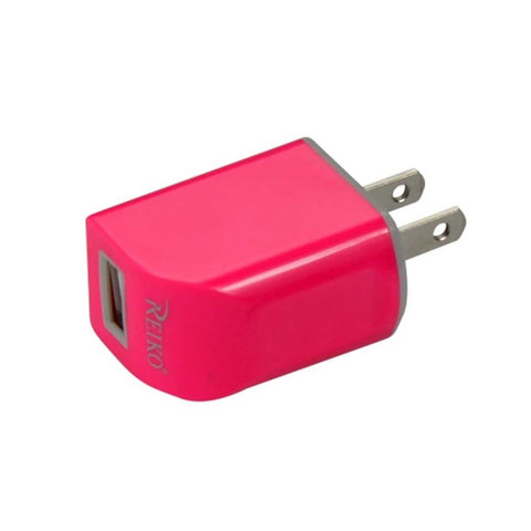 Reiko Micro USB 1 AMP Portable Micro Travel Adapter Charger with Cable in Hot Pink | MaxStrata