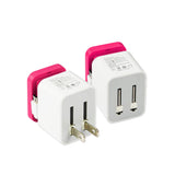 Reiko 2 AMP Dual Port Portable Travel Adapter Charger in Hot Pink | MaxStrata