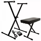 On-Stage Keyboard Stand and Bench Pack with Keyboard Sustain Pedal (TMP-KPK6520BB) | MaxStrata®