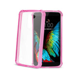 Reiko LG K10 Clear Bumper Case with Air Cushion Protection in Clear Hot Pink | MaxStrata