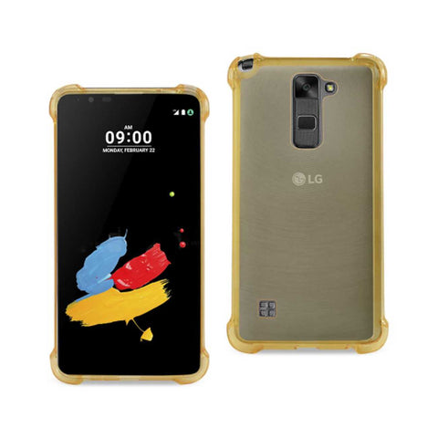 Reiko LG Stylus 2 Clear Bumper Case with Air Cushion Protection in Clear Gold | MaxStrata