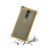 Reiko LG Stylus 2 Clear Bumper Case with Air Cushion Protection in Clear Gold | MaxStrata