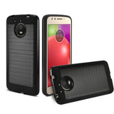 Reiko Motorola Moto E4 Plus Hybrid Metal Brushed Texture Case in Black | MaxStrata