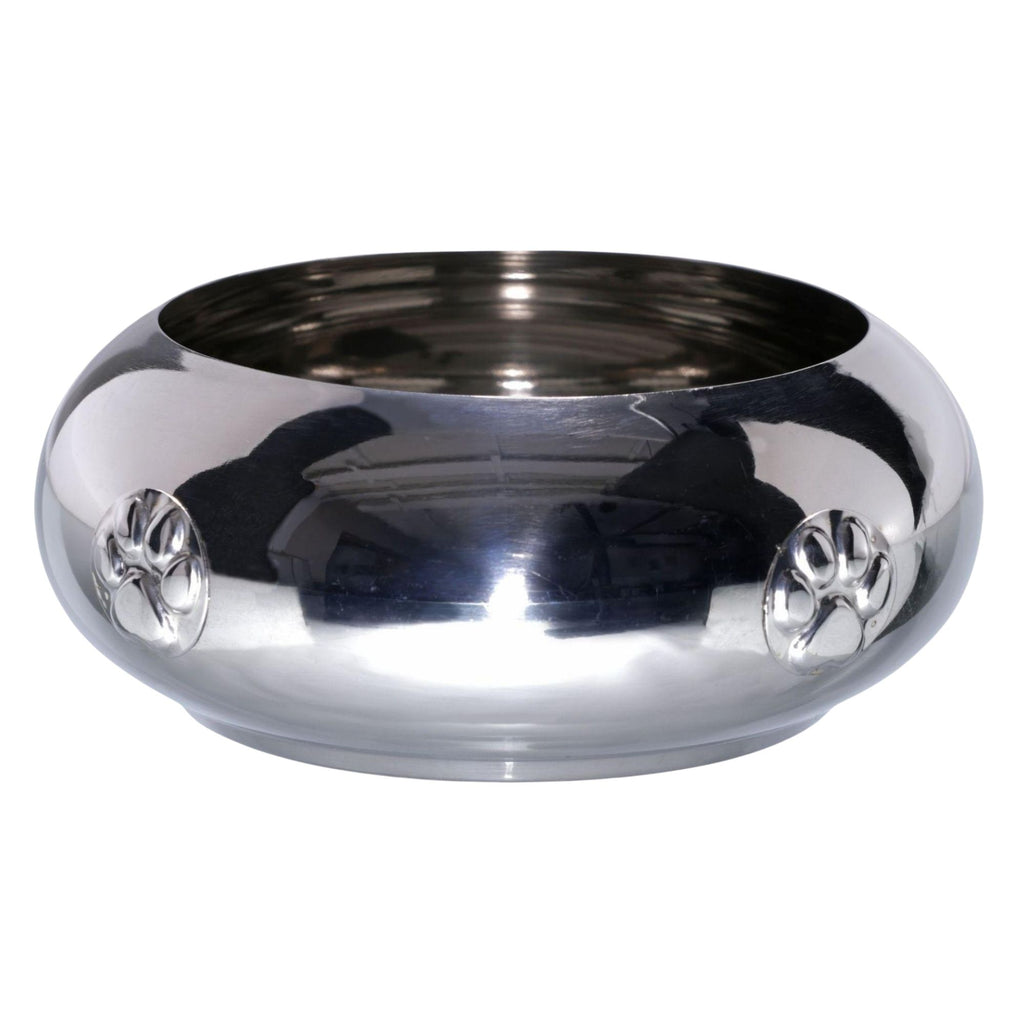 Unspill-a-Bowl® Stainless Steel Dog Bowl - Paws Pattern | No Spill, Long Ears, Slow Feeding, & Travel Bowl | MaxStrata®