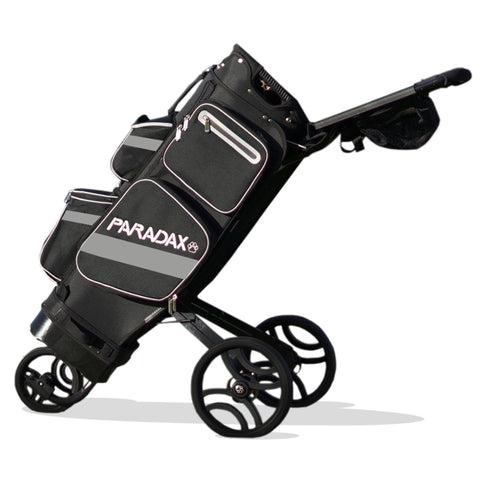 Paradax AI-1 All-In-One Golf Bag with Built-in 3-Wheel Push Cart - Black | MaxStrata®