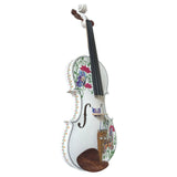 Rozanna's Violins Butterfly Dream II Bejeweled White Violin Outfit with Greco & Bejeweled Bow 3/4 | Includes Bow, Rosin, Case & Strings | MaxStrata®