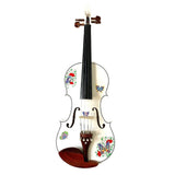 Rozanna's Violins Butterfly Dream II Bejeweled White Violin Outfit with Greco & Bejeweled Bow 3/4 | Includes Bow, Rosin, Case & Strings | MaxStrata®