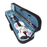 Rozanna's Violins Butterfly Dream II Bejeweled White Violin Outfit with Greco & Bejeweled Bow 3/4 | Includes Bow, Rosin, Case & Strings | MaxStrata®