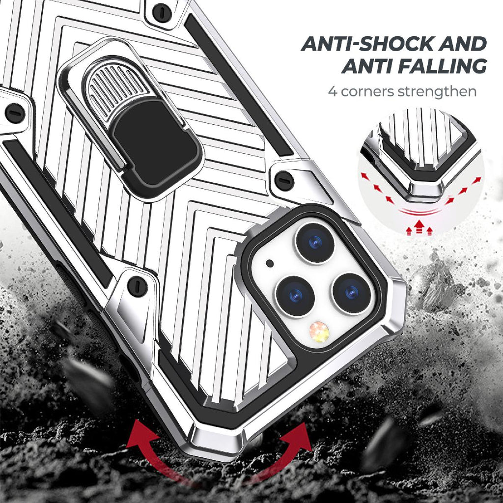 Reiko iPhone 12 Pro Max Kickstand Anti-Shock & Anti Falling Case in Silver | MaxStrata