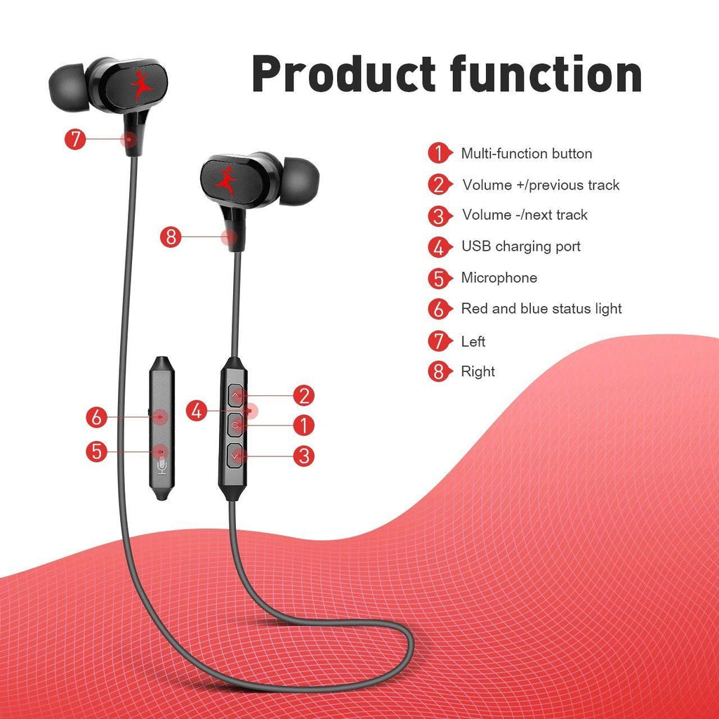 Reiko Wireless Sport Earphones with Magnetic Controlled Switch in Red | MaxStrata