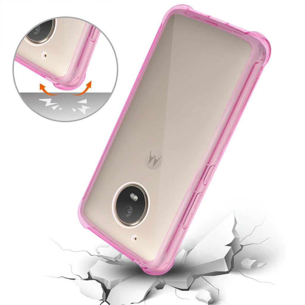 Reiko Motorola Moto E4 Active Clear Bumper Case with Air Cushion Protection in Clear Hot Pink | MaxStrata