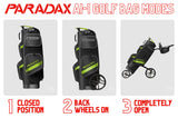 Paradax AI-1 All-In-One Golf Bag with Built-in 3-Wheel Push Cart - Gray | MaxStrata®