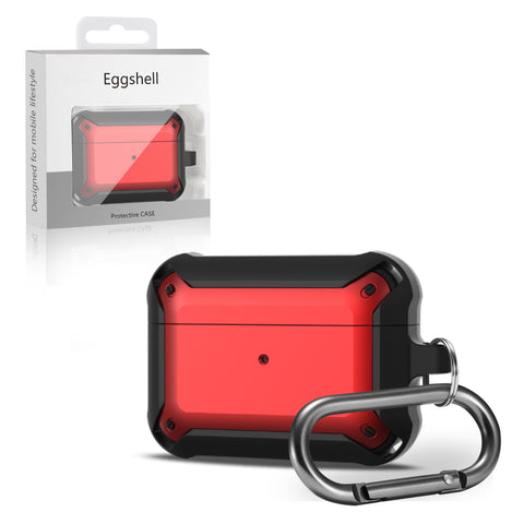 Reiko Eggshell 360 Degree Protect Case for AirPods Pro in Black & Red | MaxStrata