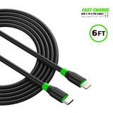 Reiko 6Ft PD Fast Charge USB-C to iPhone Cable Black | MaxStrata