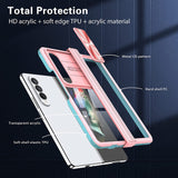 Reiko Full Protection with Mobile Phone Protective Film Slide Camera Lens Phone Case for Samsung Galaxy Z Fold 4 in Pink | MaxStrata